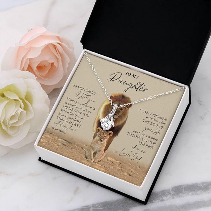 To My Daughter Gift Necklace From Dad or Mom - Badass Daughter Jewelry With Heartfelt Message & Elegant Box