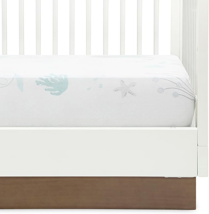 Delta Children Fitted Crib Sheets for Girls and Boys - 100% Organic Cotton Crib Sheet for Standard Crib and Toddler Mattresses - 28x52 Inch - GOTS Certified (Pack of 3), Sea Life