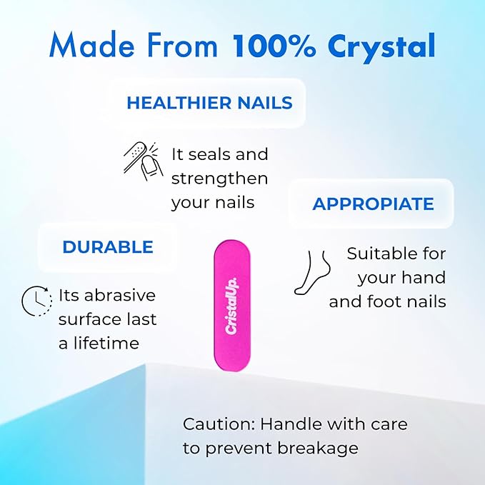 Crystal Nail File 1.6 in, Mini Glass File Ideal for Wallet, Durable, Gentle on Nails, Perfect for Travel, Home, Office and On the Go, Compact for Quick Touch Ups
