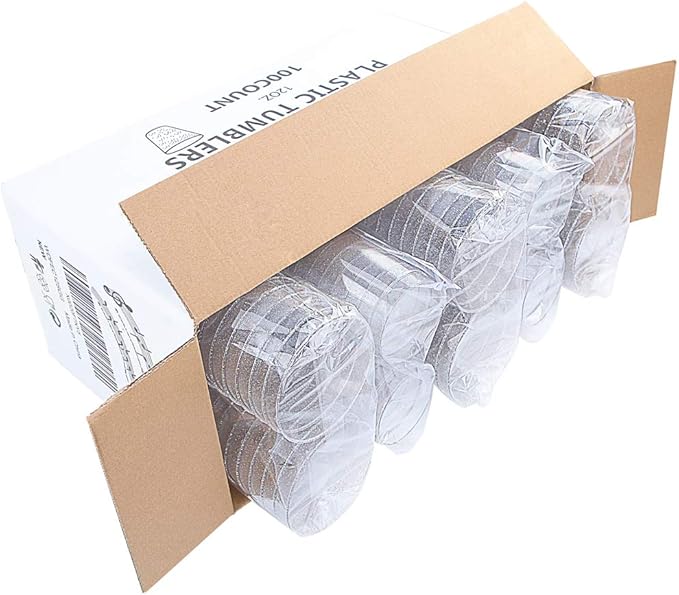 WDF 100 PACK Silver Glitter Plastic Disposable Cups - 12 Oz, BPA-Free, Heavy Duty, Ideal for Parties, Weddings, Daily Use