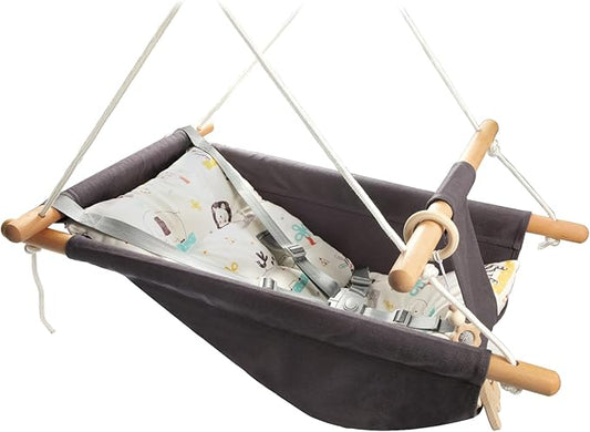 Baby Swing Outdoor Indoor for Infants to Toddlers, Portable Adjustable Baby Porch Swing with 5-Point Safety Belt, Kids Tree Hanging Chair Toys for Door Garden Backyard