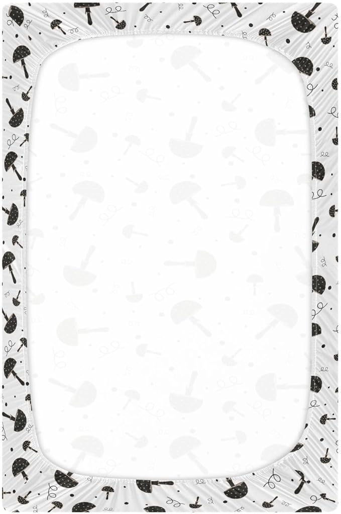 Gothic Mushroom Crib Sheets for Neutral Bassinet Play Sheets,Sheets Toddler Bed Sheets for Baby Boys Girs 39 * 27 * 5in