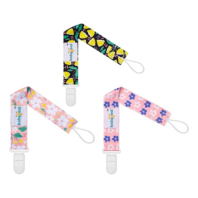 Babygoal Floral Pacifier Clips, 6 Pack Binky Paci Holder and Leash for Boys and Girls Fits for Most Pacifier, Binkie Styles & Baby Teethers & Toys and Gift 6PB12
