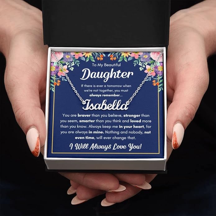 To My Beautiful Daughter Necklace from Mom & Dad | Cubic Zirconia Pendant with Heartfelt Message Card & Gift Box | Daughter Birthday, Graduation, Christmas Jewelry Gift from Parents