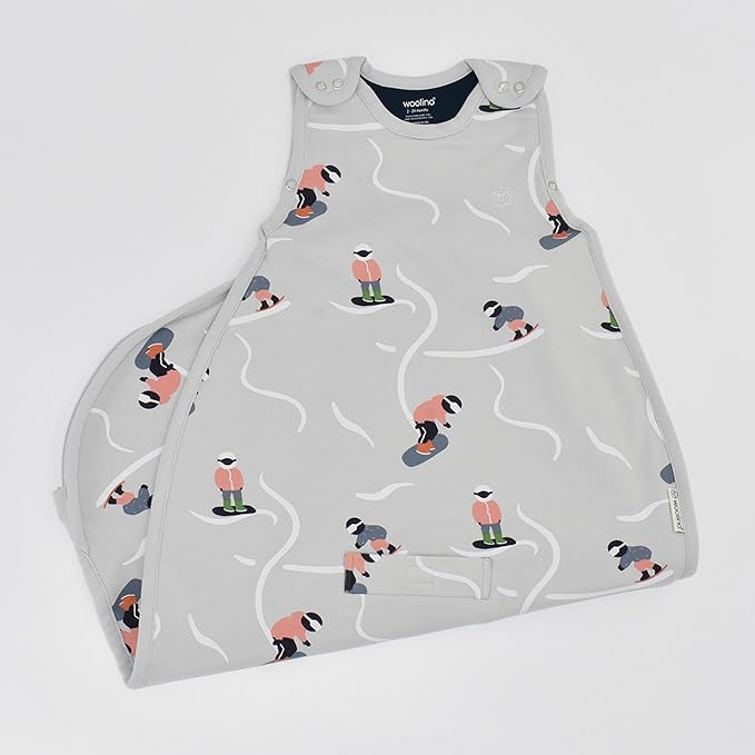 Woolino Toddler Sleeping Sack, 4 Season, Merino Wool and Organic Cotton, Baby Sleep Bag, 2-4 Years, Snowboarder