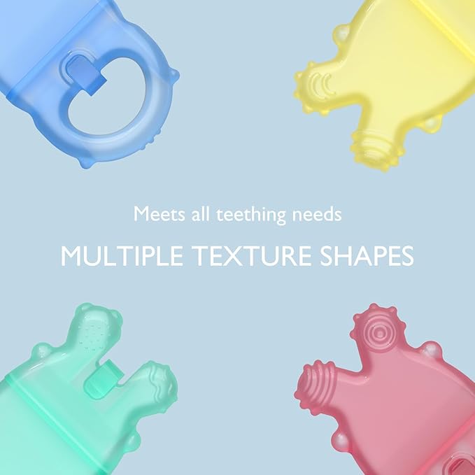 Momcozy Baby Teether Toys, Water Fillable Silicone Cold Teether, Baby Teething Toys Chill Teether, Baby Toys for Teething Relief 0-12 Months, Blue and Yellow 2 Pcs