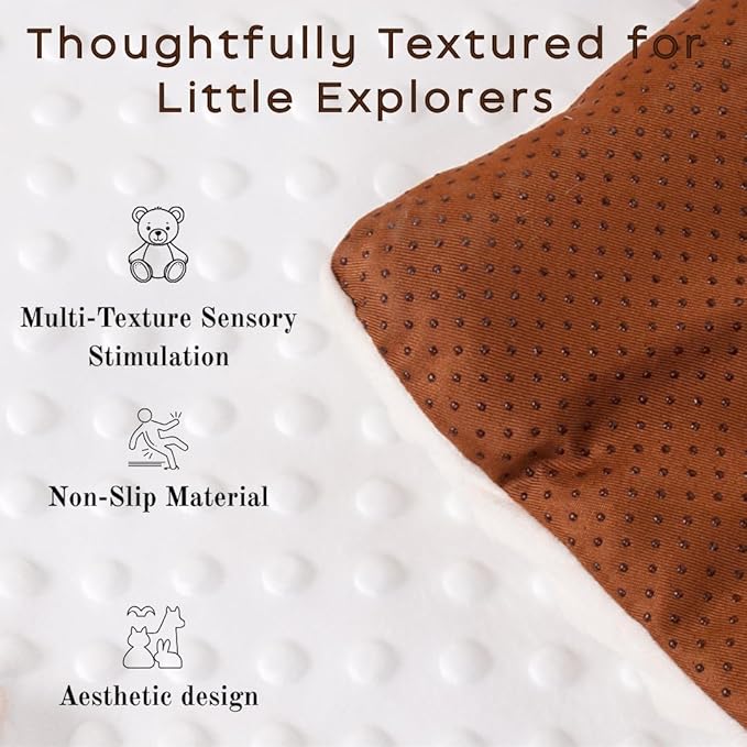 LILDUO Tummy Time Baby Play Mat for Floor | 43x43 | Non-Toxic Tummy Time Mat with 1.18 Inch Thickness and 5 Baby Sensory Toys - 100% Cotton Comfortable,Washable and Easy to Use Infant Essentials Gift