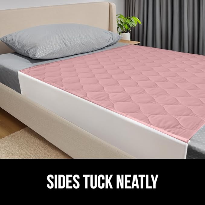 GORILLA GRIP Washable Toddler Mattress Incontinence Pads, Waterproof Bed Underpads, Absorbent Leak Proof, 34x36+19in Wings, 2 Pack Slip Resistant Pad Absorbs 8 Cups for Bedwetting Adults Kids, Pink