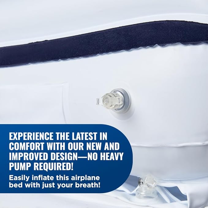 Portable Toddler Air Travel Bed with Raised Sides, Aero Bed for Kids, Ideal for Plane, Car, and Train Journeys, Includes Safety Belt and Manual Pump, Designed to Fit Airplane Seats.