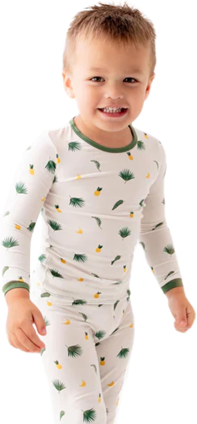 Toddler Pajamas – 95% Bamboo Viscose, 5% Spandex – Soft, Breathable Long-Sleeve Pajama Set for Kids, Sleepwear, Imported