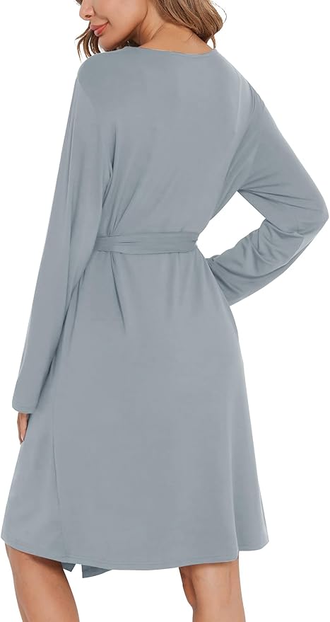 SWOMOG Womens Maternity Robe 2 Piece Nursing Nightgown for Breastfeeding 3 in 1 Labor Delivery Nursing Dress Lace Bathrobe