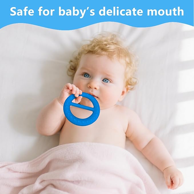 Chew Necklaces for Sensory Kids, 3 Pack Sensory Toys Silicone Chewy Necklace Sensory for Babies Toddlers, Baby Teething Toys for 0-24 Months Oral Motor Stimulation (Circle)