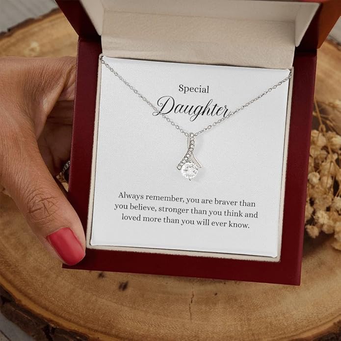 To My Daughter Gift Necklace From Dad or Mom - Badass Daughter Jewelry With Heartfelt Message & Elegant Box