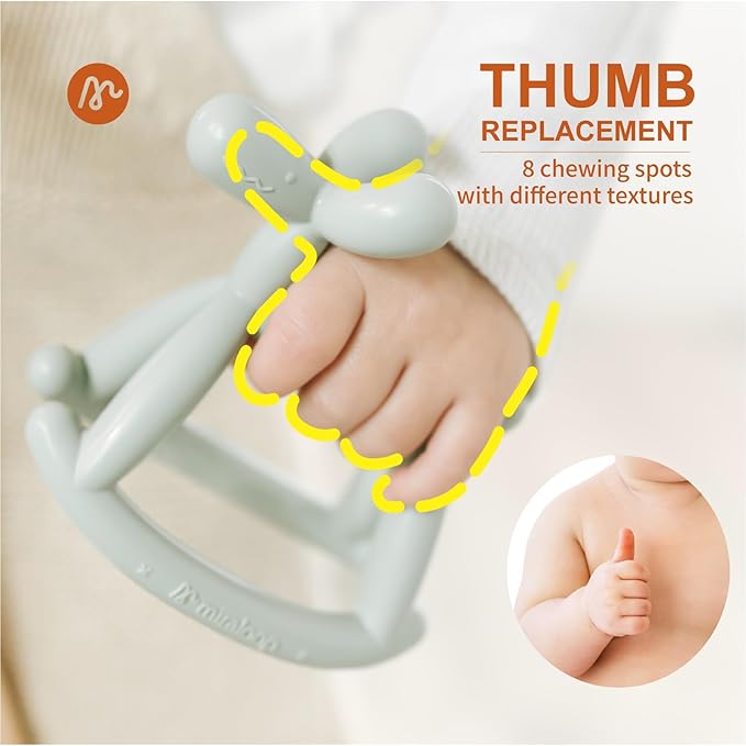 Teething Toy for Baby 0-6, 12, 18 Months Infant, Jellydog Never Drop Food Grade Silicone Rocking Teether, Prevent Choking & Odorless, Less Dust and Hair Adhesion, Baby Gift, Milk White
