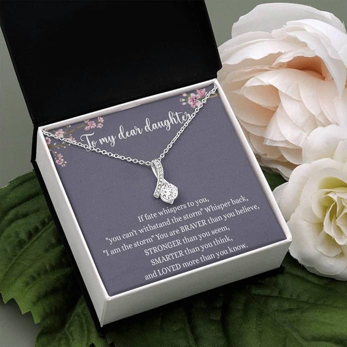 To My Daughter Gift Necklace From Dad or Mom - Badass Daughter Jewelry With Heartfelt Message & Elegant Box