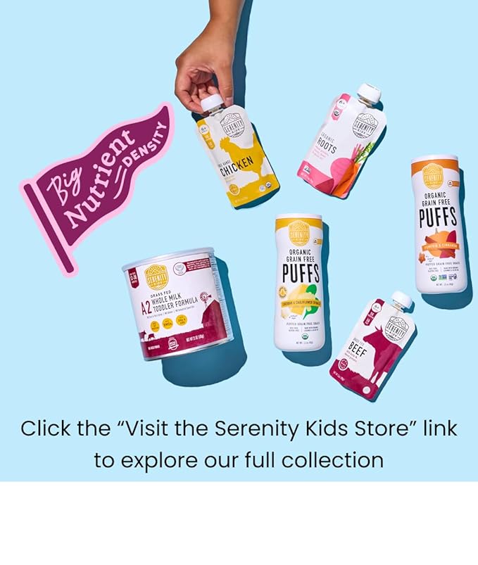 Serenity Kids 6+ Months Baby Food Pouches USDA Organic Veggie Puree - BPA-Free - No Added Sugar Allergen-Free - Savory Sweet Potato & Carrot, Beet Baby Snacks - 3.5 Oz, 6 Pack