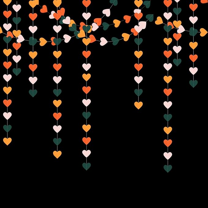 Pink Green Orange Party-Decorations Heart-Garland - 52ft Little Cutie Baby Shower Hanging Decoration Streamers Banner,Wedding Bridal Shower Birthday Spring Summer Fall Autumn Decor Panduola