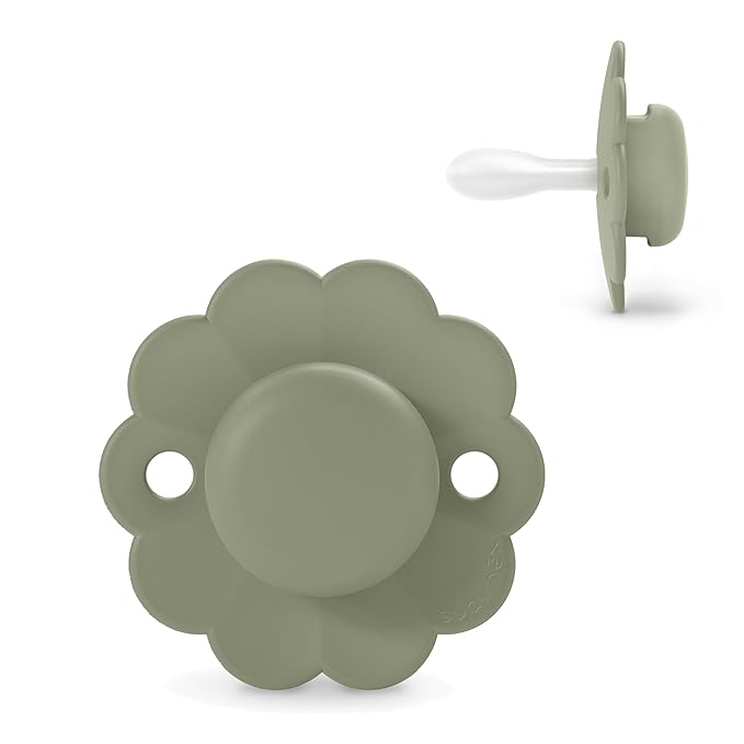 Suavinex Wonder Baby Pacifier, SX Pro Silicone Nipple, Reversible, Non Irritating Shield Design, Pacifiers 6-18 Months, Made in Europe, Hedge Green