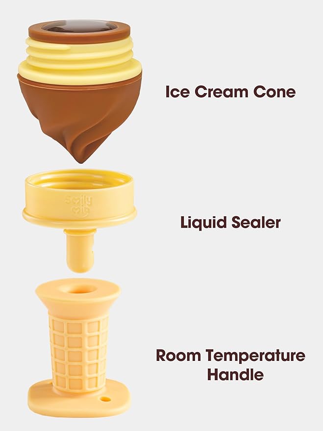 Smily Mia Ice Cream Cone Baby Teething Toys, Water-Filled Freezable Teether for Babies&Infants, Teething Relief for 0-18 Months, Not-Too-Cold-to-Hold Freezer Teether for 3-6 6-12Months, Peach Pink