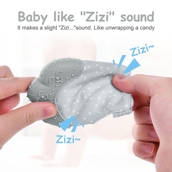 2Pack Silicone Teething Mitt, Soothing Infant Teething Mitten Pain Relief, Prevent Scratches Glove, Safe Silicone Teething Toys for 0-12 Months