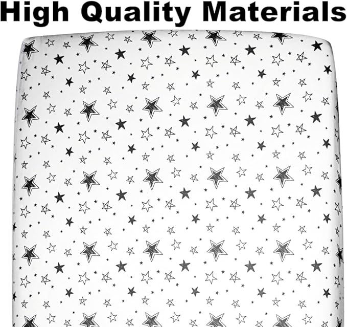 4 Pack Crib Sheets Star and Moon Neutral Unisex Baby Mattress Cover Fitted Crib Sheets Set for Baby Boys or Girls Star