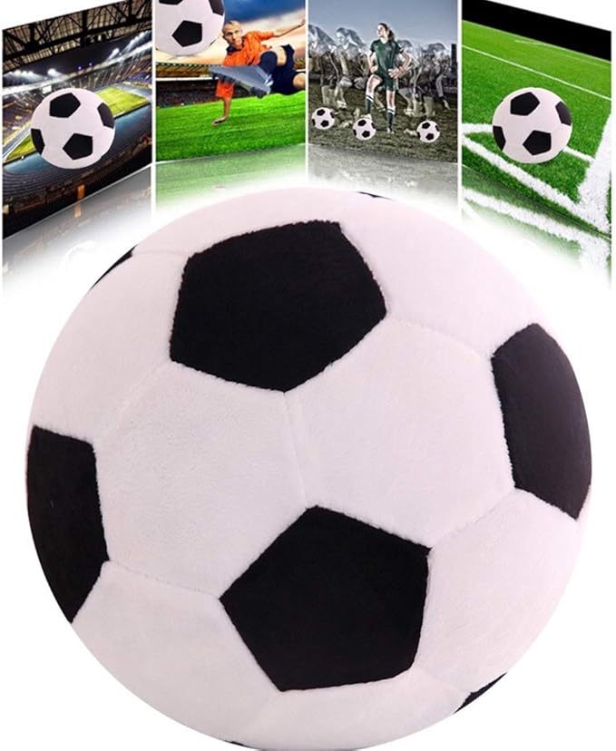 Plush Soccer Balls - Fluffy Stuffed Toy Soccer Ball Plush Pillow Soft Durable Stuff Soccerball Gift for Kids Boy Baby (Black -White,17.7inch/45cm)