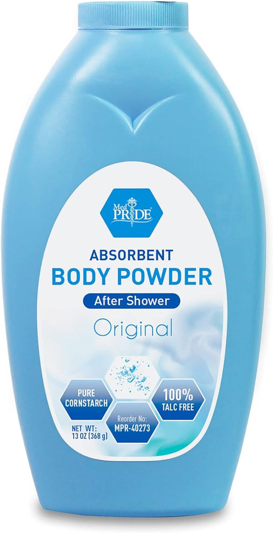 MED PRIDE Talc-Free Cornstarch Shower, Natural Sense Baby Powder Scented Dusting for Diaper Rash & Chafing, 13oz