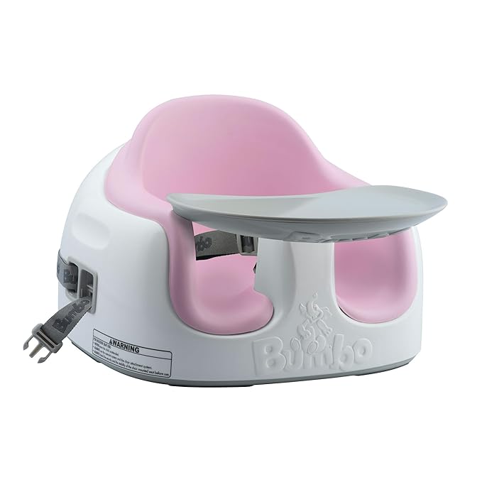 Bumbo 3-in-1 Multi-Seat for 6 to 36 Months, Travel Baby Feeding & Play Floor Seat, All-in-One Portable Booster with Tray & Toddler High Chair, Cradle Pink