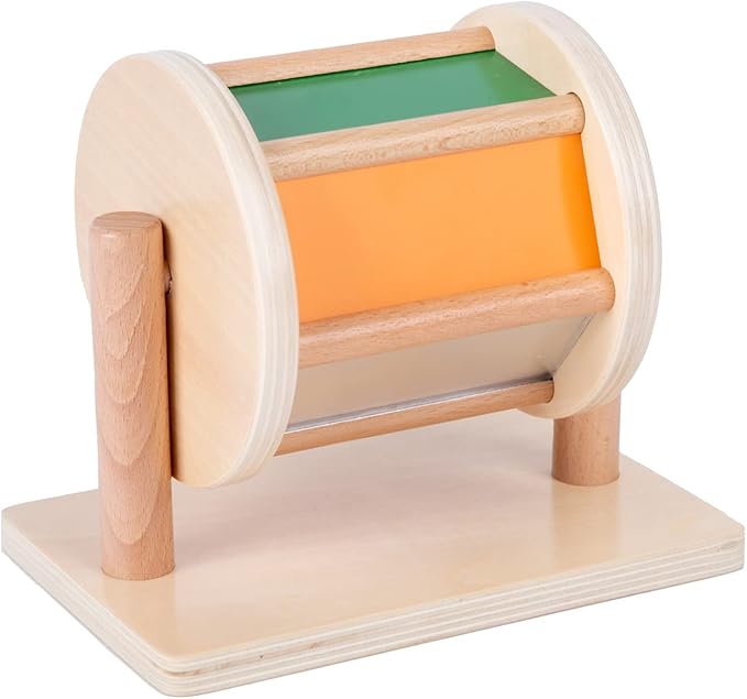 Montessori Baby Toys Play Kit - Montessori Mirror, Peekaboo, Knob Puzzle, Medium Spinning Drum - For 6-12 Months Toddlers