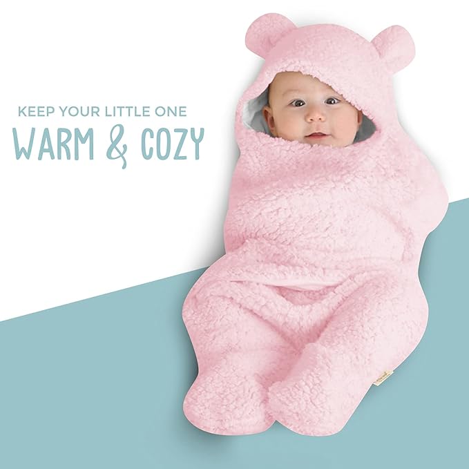 BlueMello Baby Swaddle Blanket | Ultra-Soft Plush Essential for Infants 0-6 Months | Receiving Swaddling Wrap Pink | Ideal Newborn Registry and Toddler Boy Accessories | Perfect Baby Girl Shower Gift