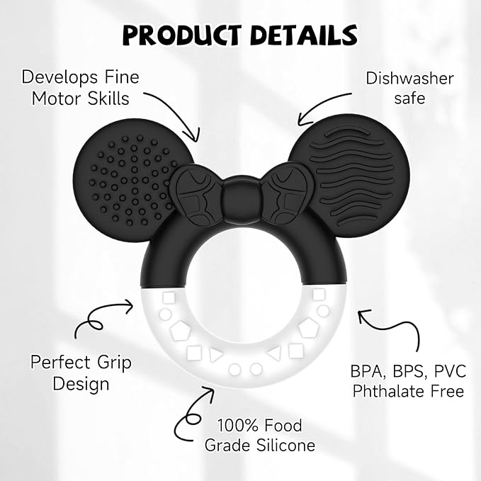 Baby Teething Toys,Teether for Babies 3+Months,BPA Free Soft and Silicone Teething Relief Soothing Sore Gums Baby Chew Toys