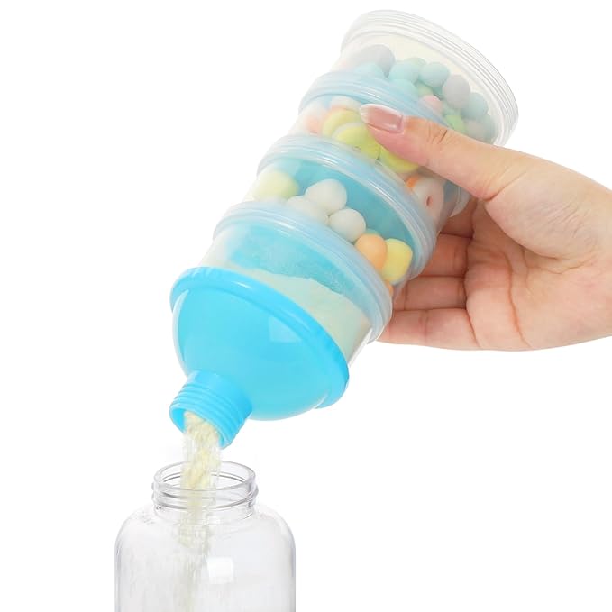 Accmor Formula Dispenser On The Go, 4 Compartments Stackable Formula Container for Travel, Baby Milk Powder Kids Snack Container, BPA Free 