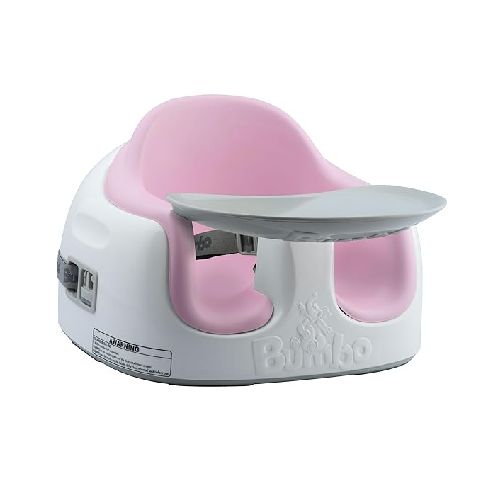 Bumbo 3-in-1 Multi-Seat for 6 to 36 Months, Travel Baby Feeding & Play Floor Seat, All-in-One Portable Booster with Tray & Toddler High Chair, Cradle Pink