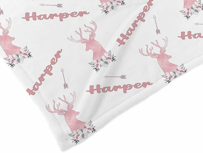 Girls Love A Monogram Personalized Baby Deer Blanket with Name-Custom Baby Hunting Blankets for Girls - Baby Blanket Personalized Baby Blankets for Girls