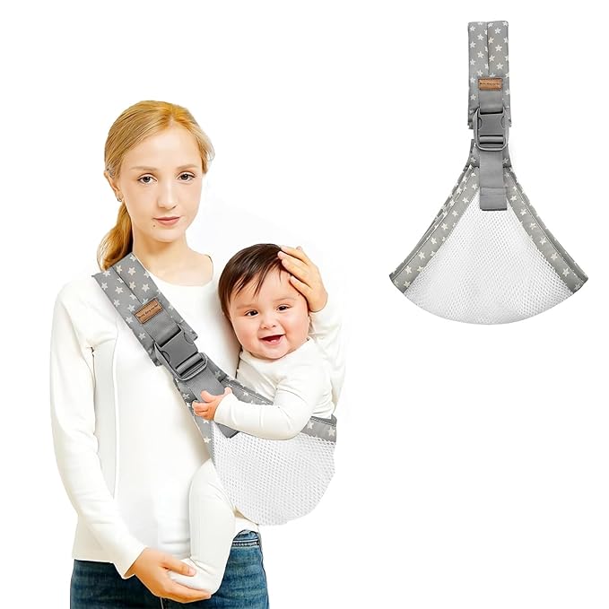Sling Baby Carrier,Baby Carrier Newborn to Toddler,Adjustable and Lightweight Toddler Carrier(10-30lbs),Baby Sling with Safety Buckle(Mesh,Star)