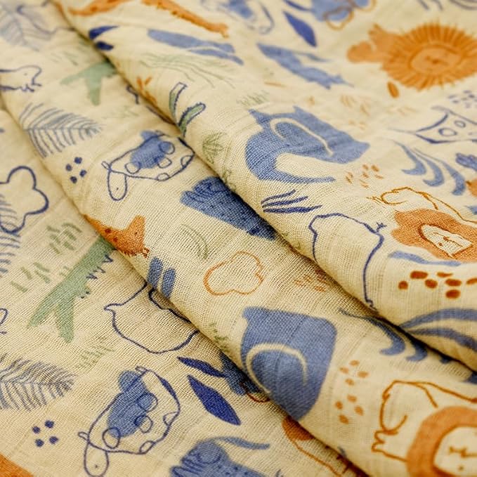 Muslin Swaddle Blankets for Baby Boys and Girls,3 Pack Breathable Soft Receiving Blanket,Large 43.3X 43.3 inches,Newborn Essentials Must Haves(Jungle)