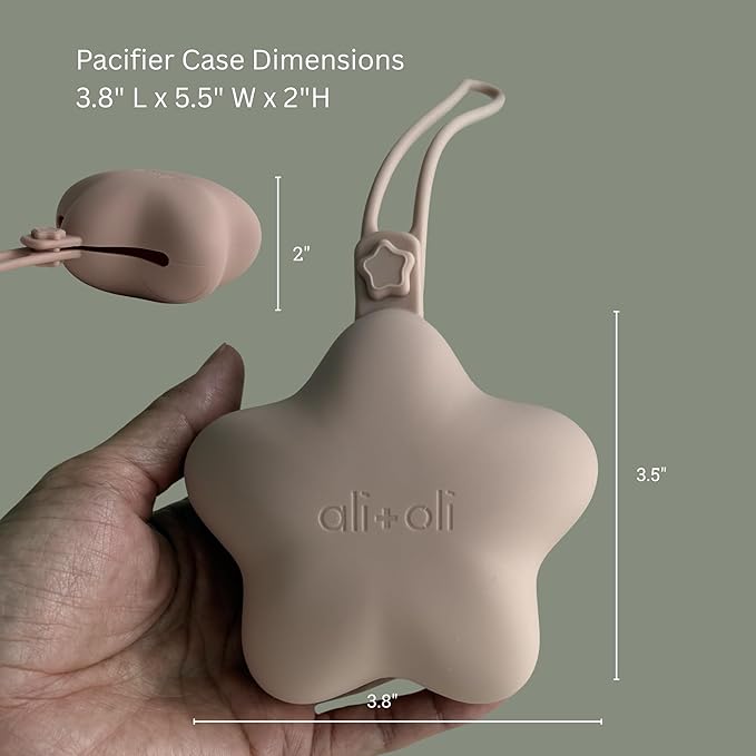 Ali+Oli BPA-Free Silicone Pacifier Holder Case (2-pk) Diaper Bag Accessory Newborn Travel Baby Pacifier Pouch (Blush-Sand)