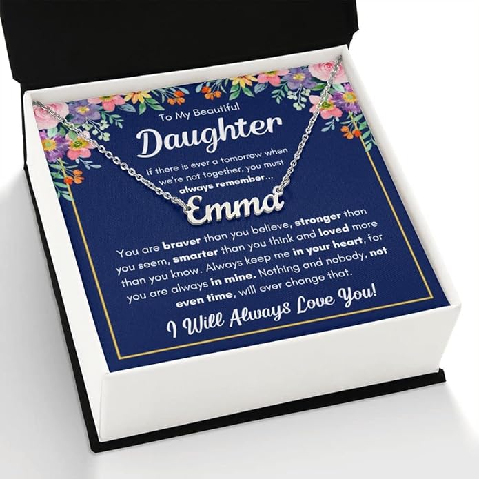To My Beautiful Daughter Necklace from Mom & Dad | Cubic Zirconia Pendant with Heartfelt Message Card & Gift Box | Daughter Birthday, Graduation, Christmas Jewelry Gift from Parents