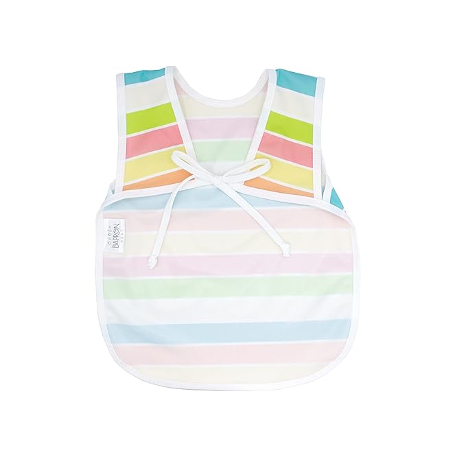 BapronBaby Rainbow Stripes Bapron - No Neck Tie Safer Bib for Baby & Toddler - Soft Waterproof Stain Resistant - Machine Washable - Sz Preschool 3-5yrs