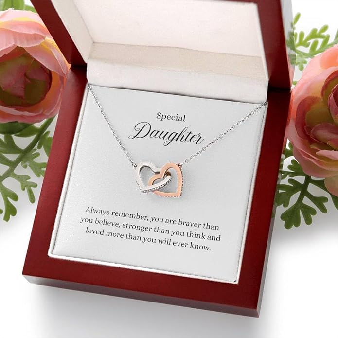 To My Daughter Gift Necklace From Dad or Mom - Badass Daughter Jewelry With Heartfelt Message & Elegant Box