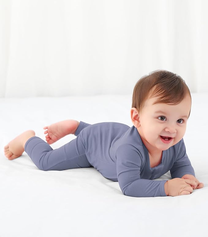 Baby Boys Girls Romper-Viscose Made from Bamboo, Long Sleeve Jumpsuits Soft Footless Rompers, Unisex