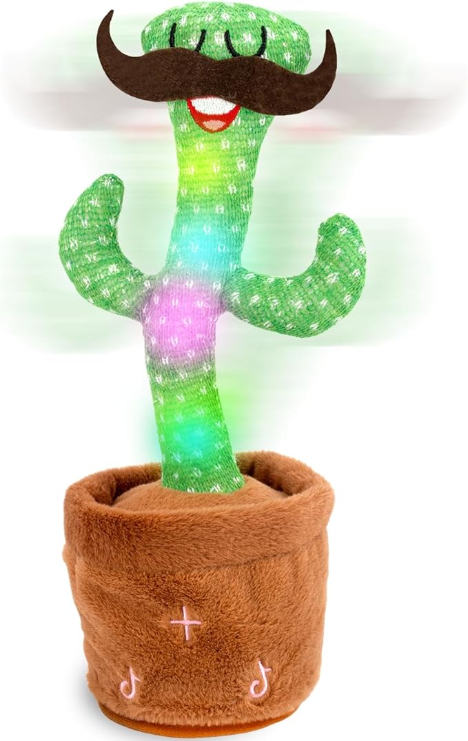 Dancing Cactus Toy, Talking Cactus Toys, Easter Volume Adjustable Gift for Baby Girls Boys Kids 3 6 9 12 Year Old, Repeat What You Say Toy of Easter Gifts-Beard