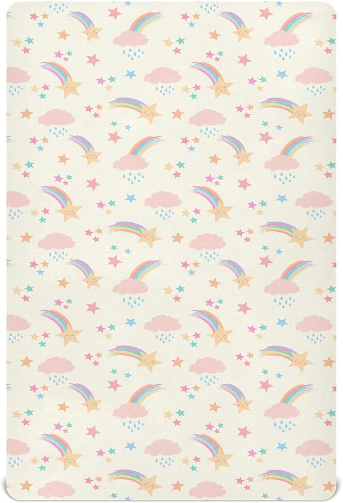 Shooting Star Crib Sheets for Neutral Bassinet Play Sheets,Sheets Toddler Bed Sheets for Baby Boys Girs 39 * 27 * 5in