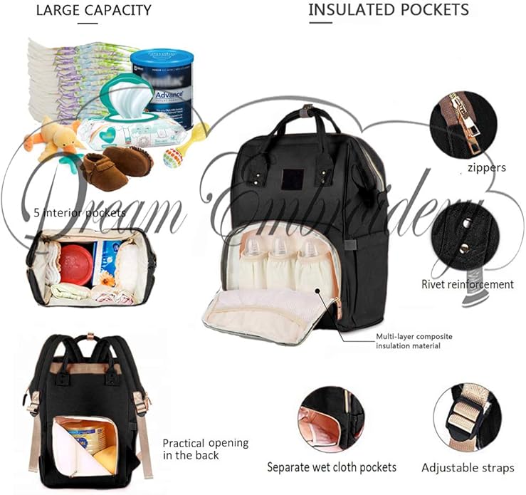 PERSONALIZED Large Diaper Bag Knapsack Custom Diaper bag Monogram Backpack
