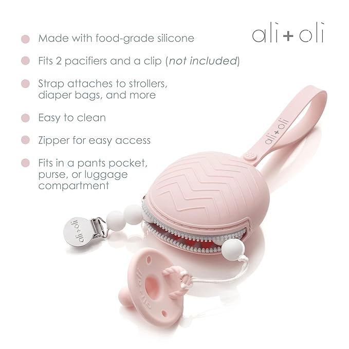 Ali+Oli BPA-Free Silicone Pacifier Holder Case (1-pk) Diaper Bag Accessory Newborn Travel Baby Pacifier Pouch (Chutney)