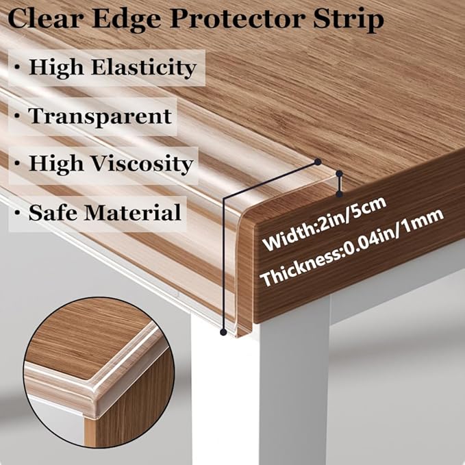 Baby Proofing Edge Protector for Kid Clear Edge Protector Strip Safety Corner Guards Child Proof Corner Bumper for Furniture 2" x 49.21' (thk: 1mm)
