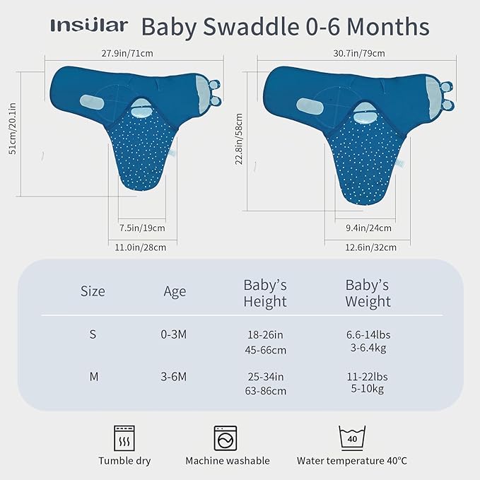 insular Baby Swaddle Wrap, Swaddle Blanket for Newborn and Infant, Adjustable Velcro Swaddling Set for Boy and Girl, Soft Cotton Baby Sleep Sack 3 Pack, Duck, Medium(3-6M)