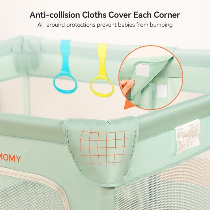 COMOMY Playpens for Babies and Toddlers, 74"x50" Playard Extra Large, Safe and Non-Slip Baby Fence, Full Mesh Design, Indoor & Outdoor Kids Activity Center, Play Pens (Dark Green)