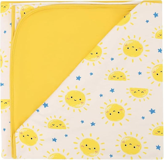 Premium Baby Blanket, Stretchy Quilt for Kid, Soft Crib Bedding for Newborn Baby and Toddler, Nursery Blanket for Boys and Girls, Viscose Made from Bamboo, 50'' x 50'' Sun