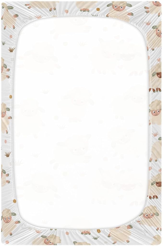 Cute Rams Crib Sheets for Neutral Bassinet Play Sheets,Sheets Toddler Bed Sheets for Baby Boys Girs 39 * 27 * 5in